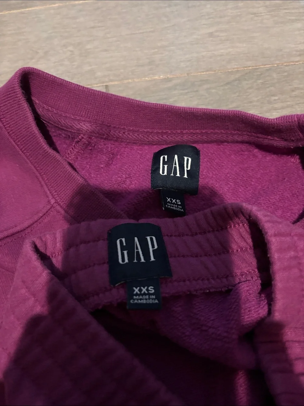 GAP Two-Piece Crewneck Top and Elastic Waist Shorts in Plum